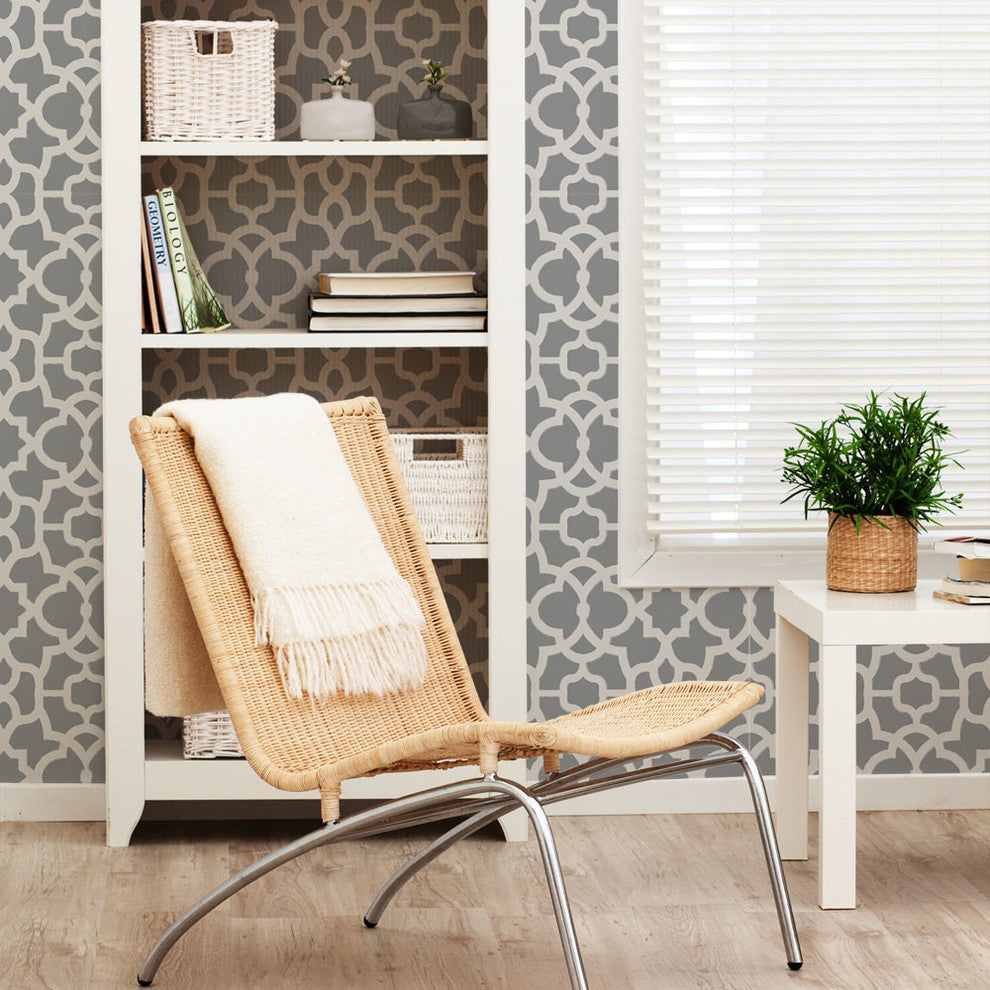 Trellis Peel and Stick Vinyl Wallpaper, Cool Gray, 24"w X 108"h