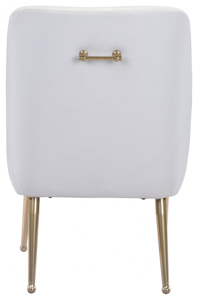 Gold and White Faux Leather Comfy Armchair