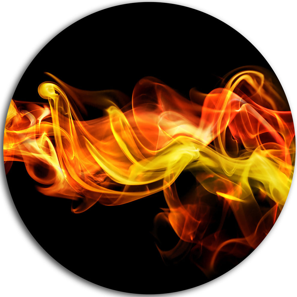 Vibrant Yellow Red Waves, Abstract Digital Art Disc Metal Wall Art, 11"