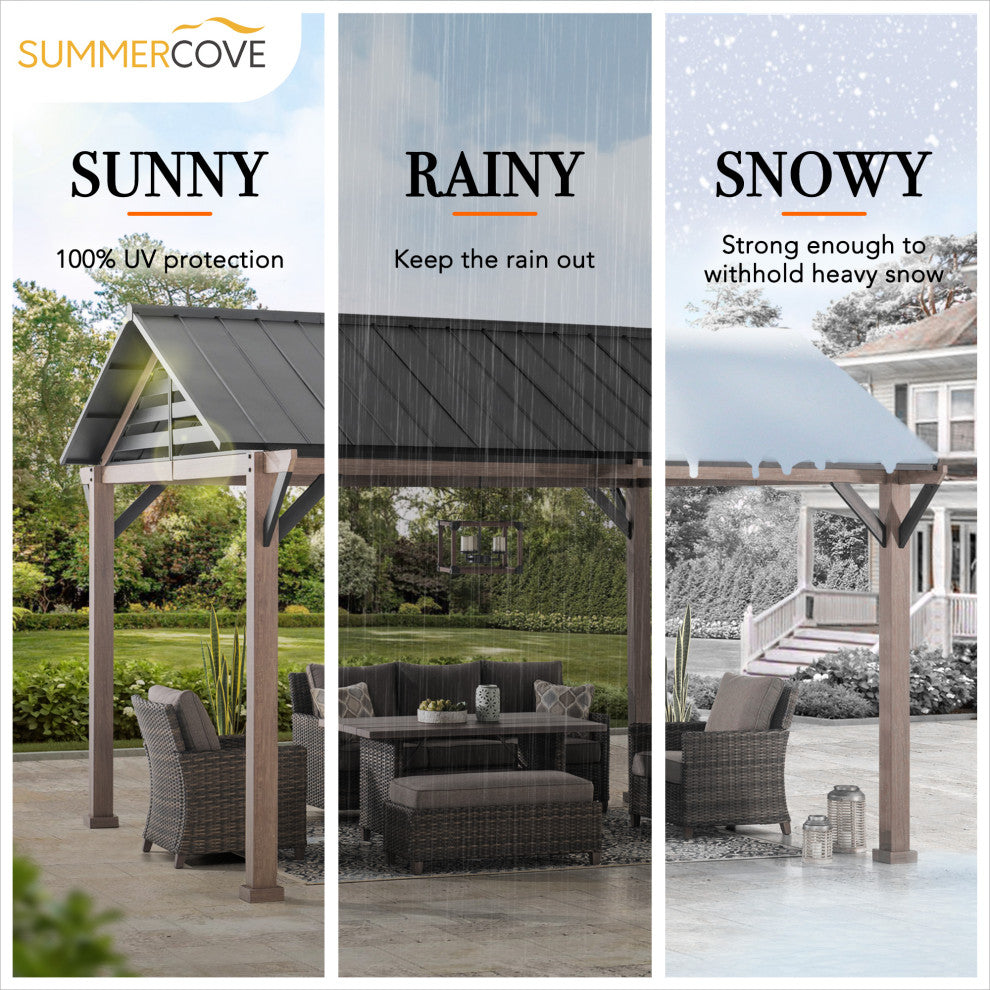 Sunjoy Kinzie Hardtop Gazebo With Pergola Awnings