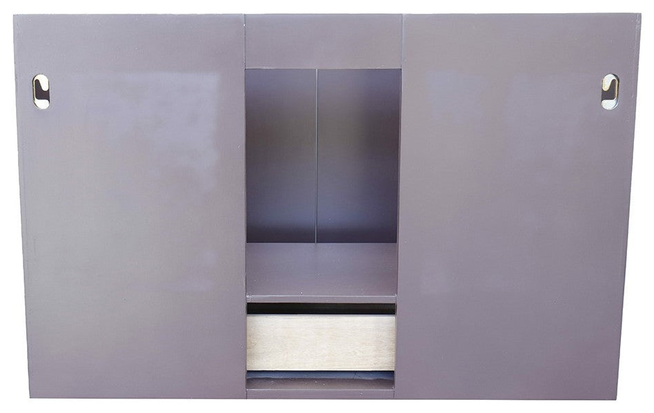 37" Single Wall Mount Vanity, Cappuccino Finish With Gray Granite Top