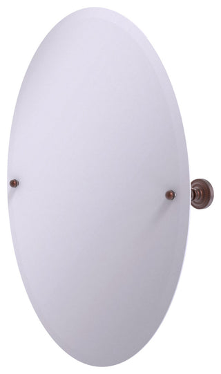 Frameless Oval Tilt Mirror with Beveled Edge, Antique Copper