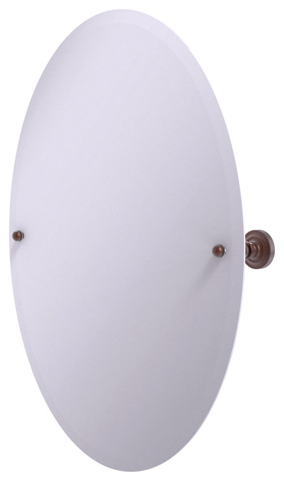 Frameless Oval Tilt Mirror with Beveled Edge, Antique Copper