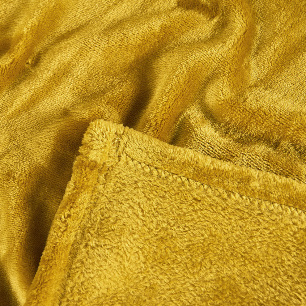 Christmas Solid Flannel Fleece Blanket, Golden Spice, Twin