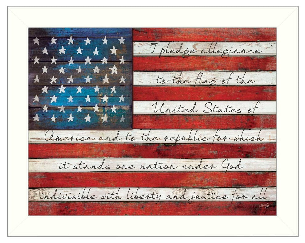 "Pledge of Allegiance" By Marla Rae, Printed Wall Art, White Frame