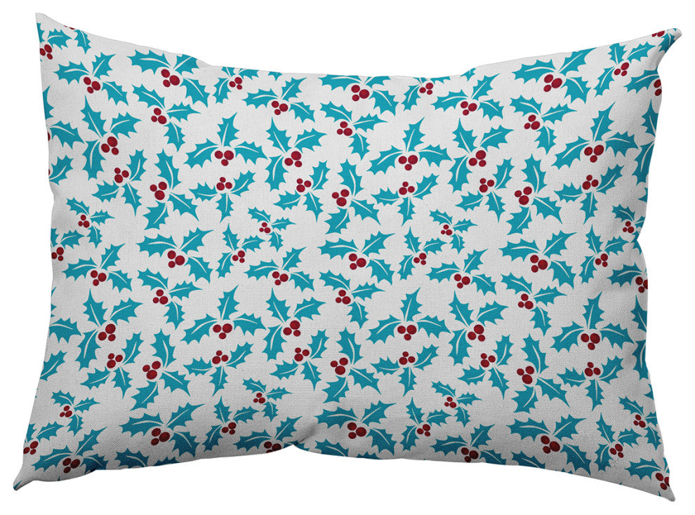 Holly Bush Accent Pillow, Turquoise, 14"x20"