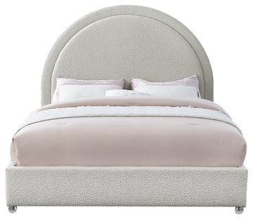 Milo Velvet Upholstered Bed, Cream, Full