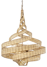 Flow 6-Lt Large Twist Pendant - Baguette/Natural Rattan
