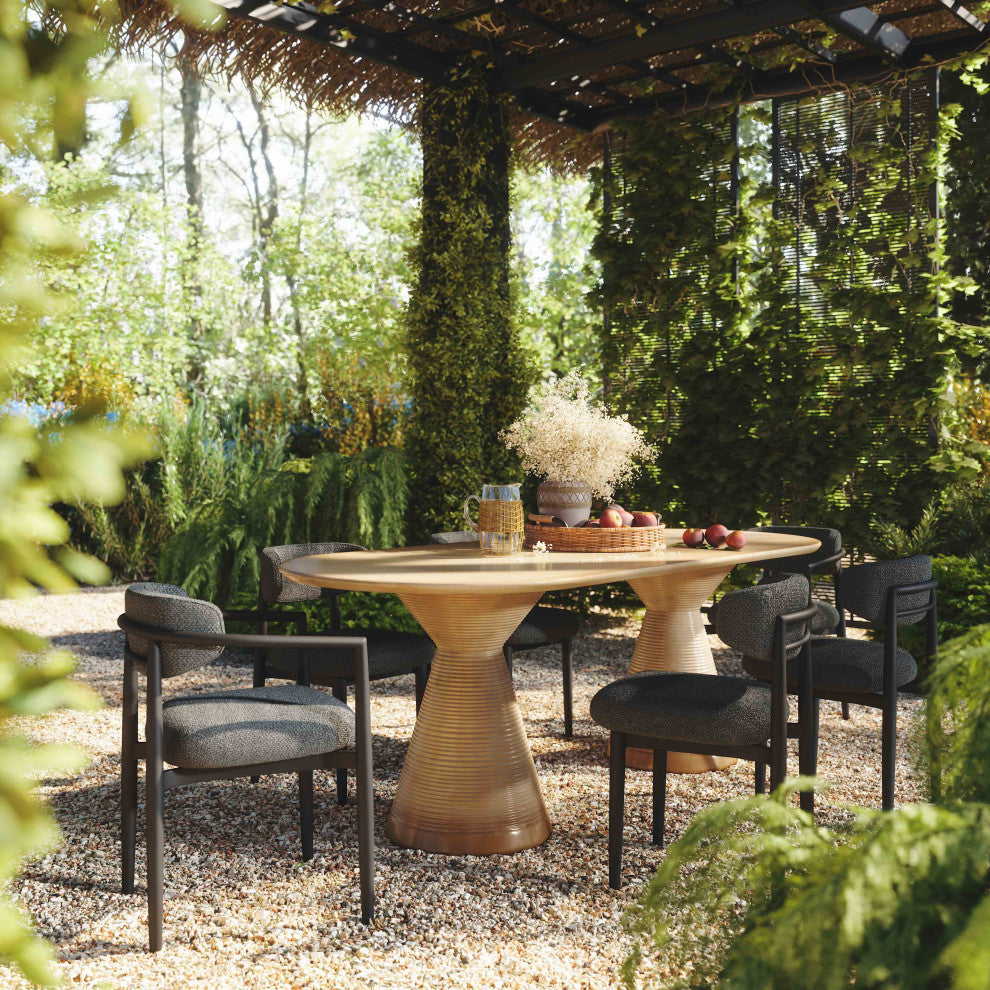 Annika Outdoor Dining Arm Chair, Black