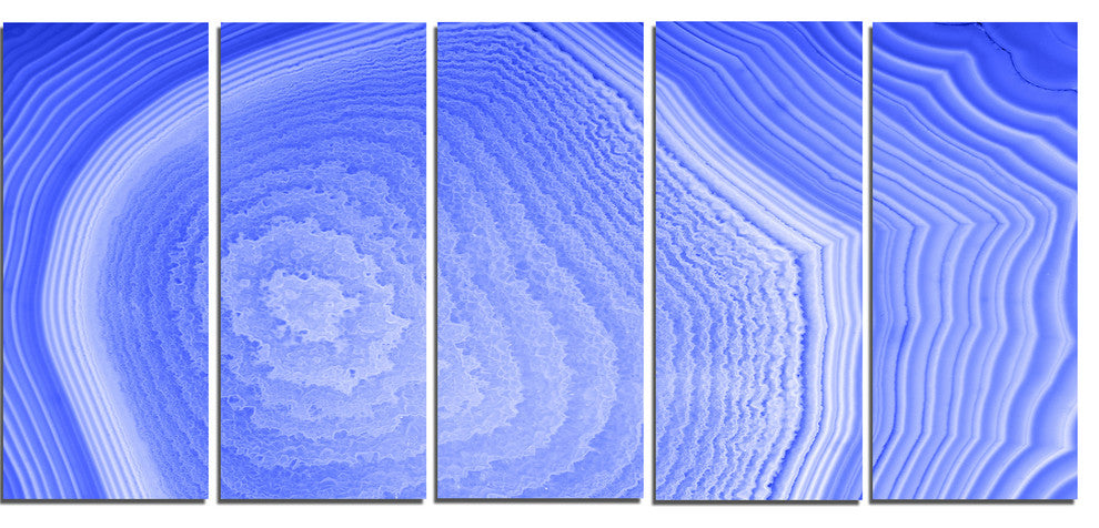 Dark Blue Agate Structure, Abstract Canvas Art Print, 60"x28", 5 Panels