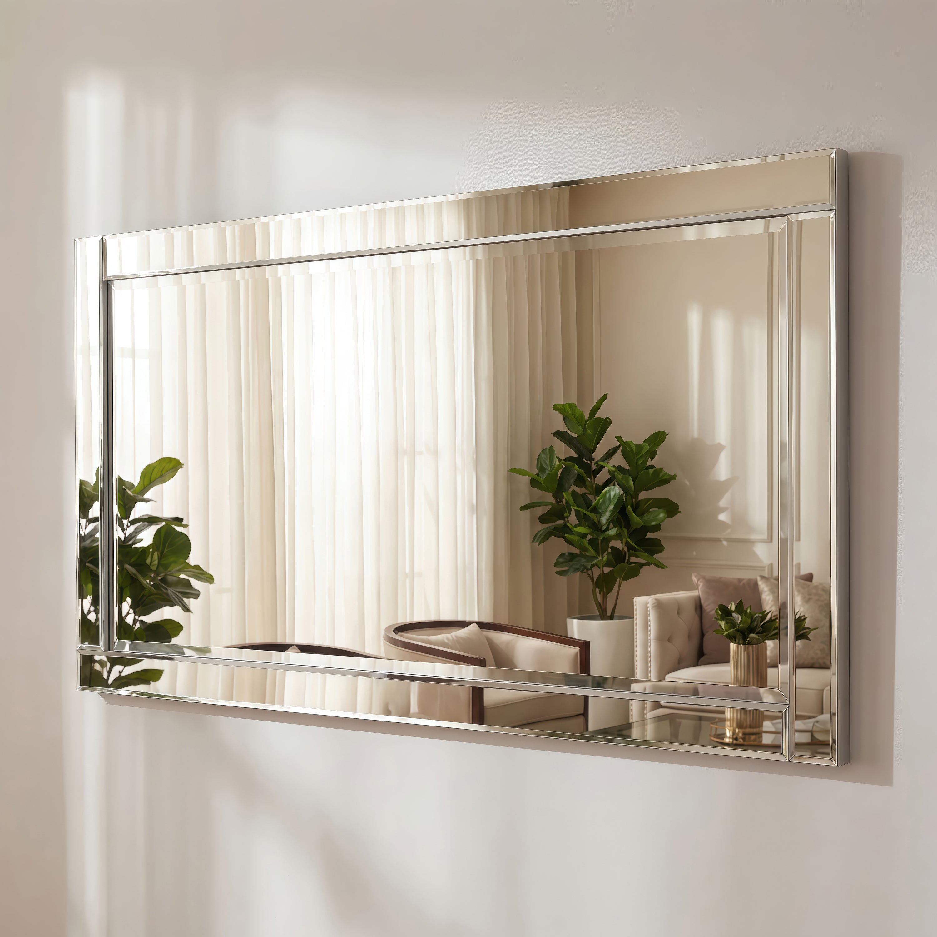 Modern Beveled Wall Mirror, 24"x54"