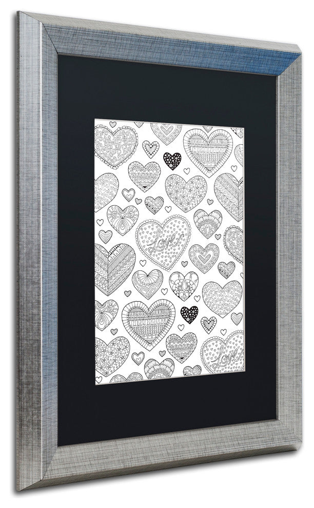 Hello Angel 'Hearts on Hearts' Art, Silver Frame, Black Mat, 20x16