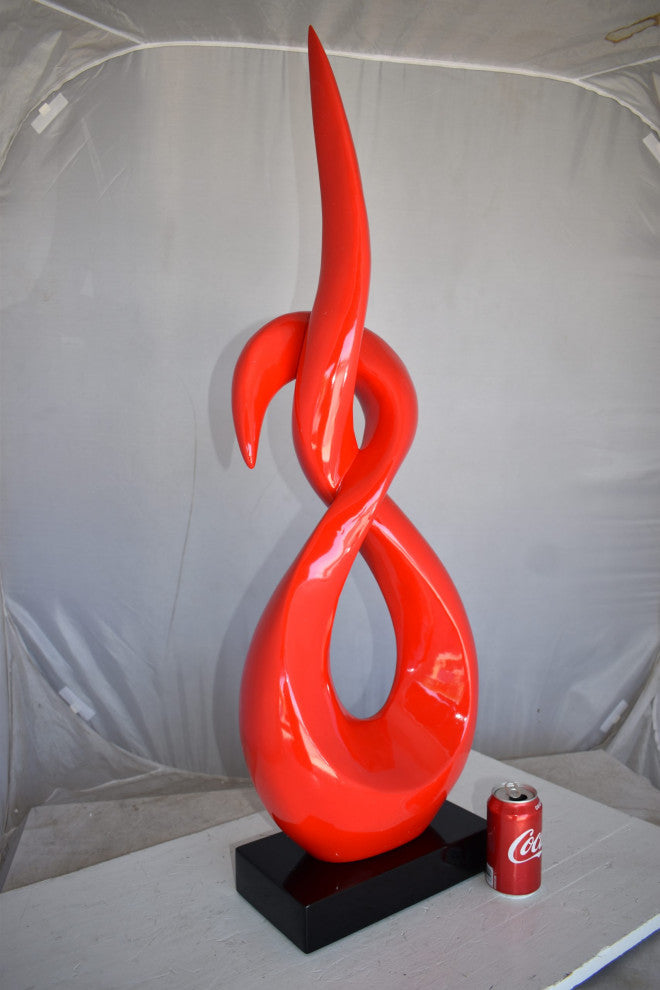 Modern Art Red Eternity Sculpture Made of Resin on A Base Size: 13" x 7" x 42"