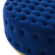 Tufted Accent Chair Ottoman, Round, Velvet, Blue Navy, Modern, Lounge
