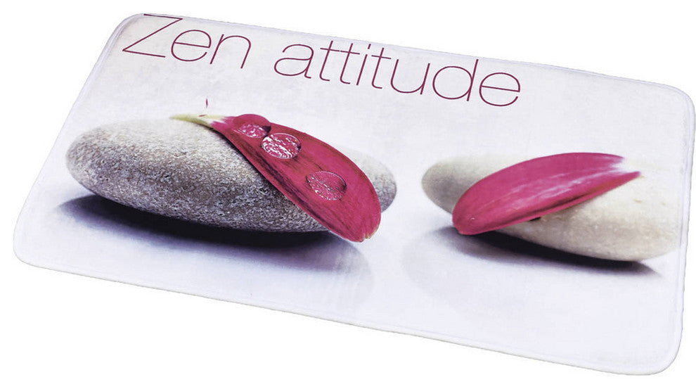 Bathroom Rug Memory Foam Mat Zen Attitude Print Pink 36"L x 24"W