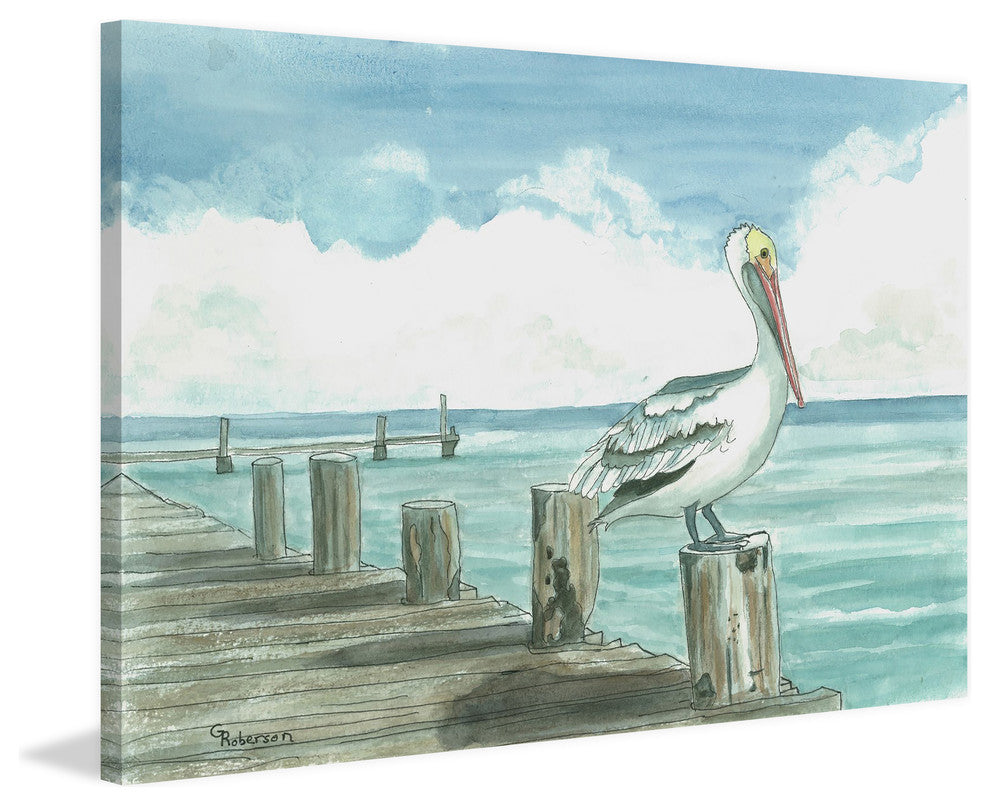 "Sitting on the Dock" Painting Print on Wrapped Canvas, 60"x40"