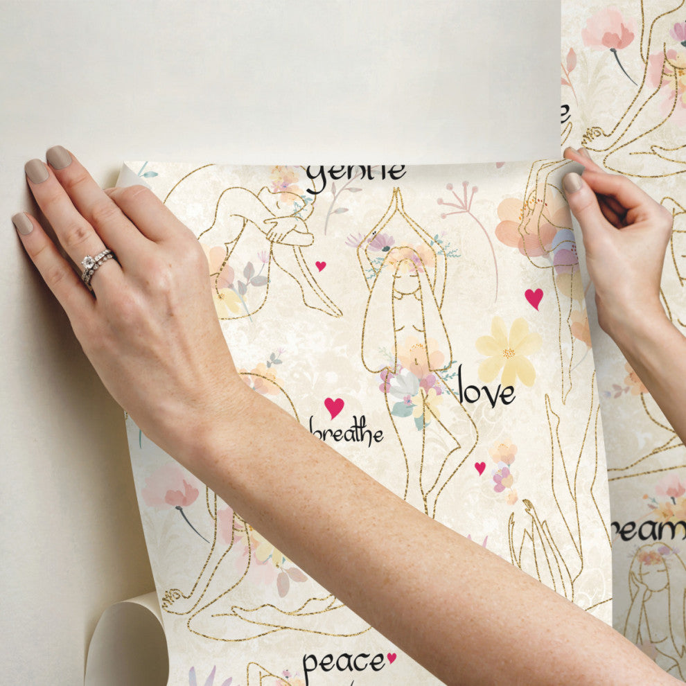 Yoga Goddesses Peel And Stick Wallpaper, Purple