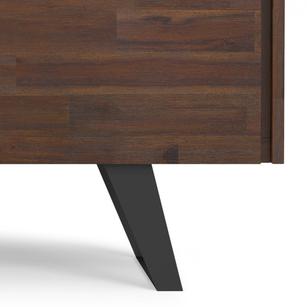 Lowry Solid Acacia Wood 2 Door Sideboard Buffet, Distressed Charcoal Brown