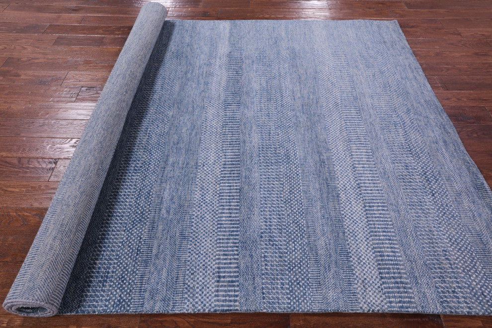 6' 1" X 9' 5" Savannah Grass Hand-Knotted Wool and Silk Rug Q11409