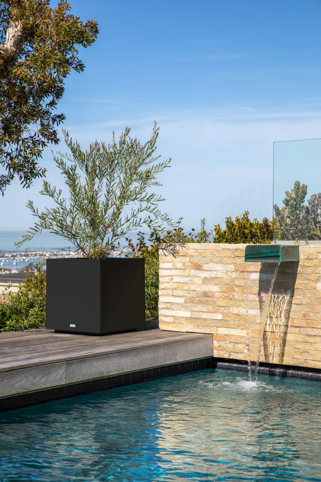 Veradek Block Series Cube Planter, Black, Medium