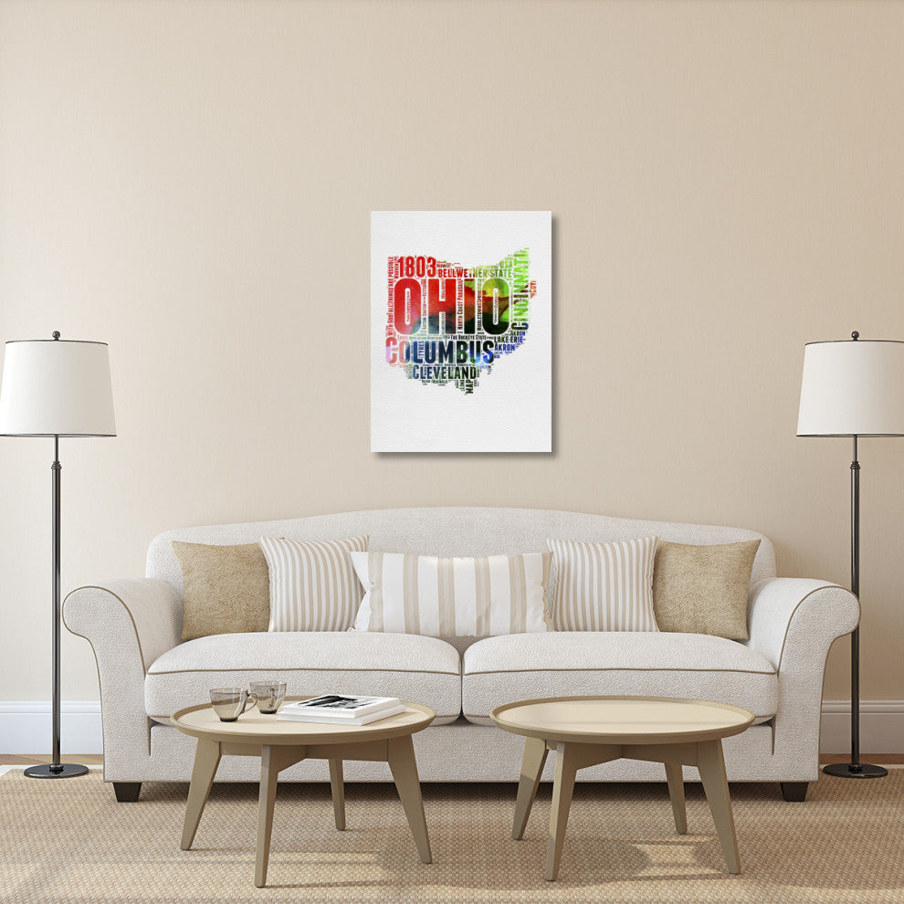 "Ohio Watercolor Word Cloud" Fine Art Print