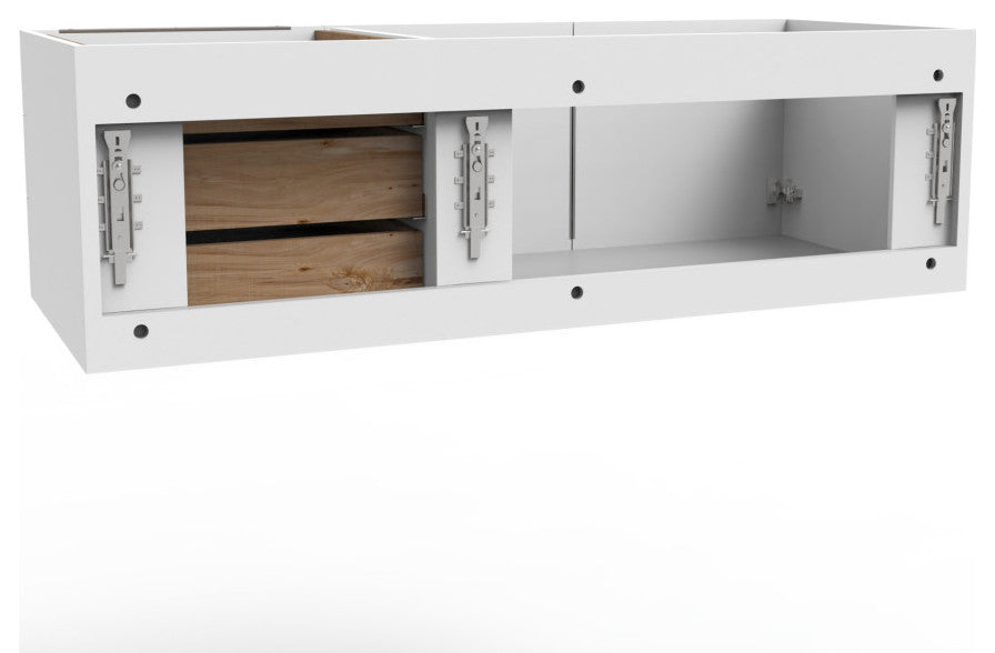 CastelloUSA Alpine 48" Wall Mounted Vanity, Base Only, White, Chrome Handles