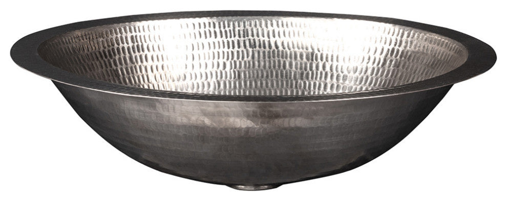 17" Oval Under Counter Copper Bathroom Sink, Nickel