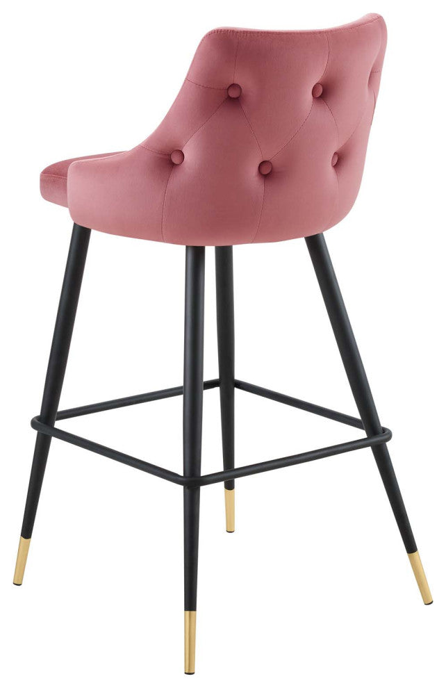 Bar Stool Chair Barstool, Set of 2, Velvet, Pink, Bar Pub Cafe Bistro Restaurant