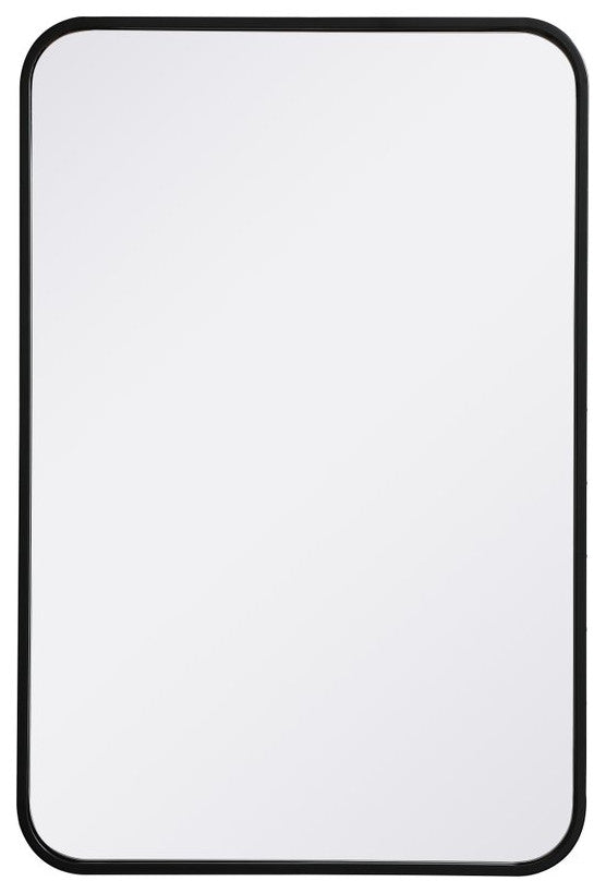 Ellis Soft Corner Metal Rectangular Mirror, Black, 20"x30"