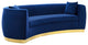 Enthusiastic Vertical Channel Tufted Curved Performance Velvet Sofa Navy