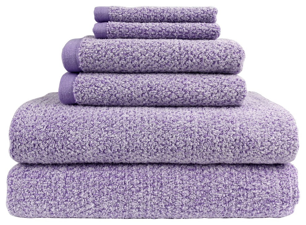 Everplush Diamond Jacquard Bath Towel Set 6 Piece, Lavender