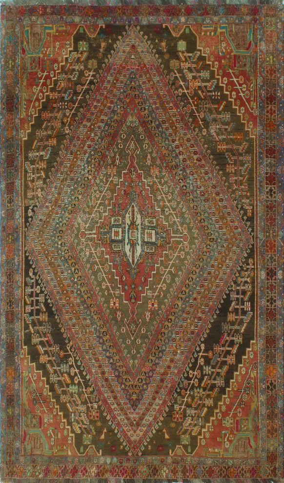 Semi-Antique Catalan Green Rug