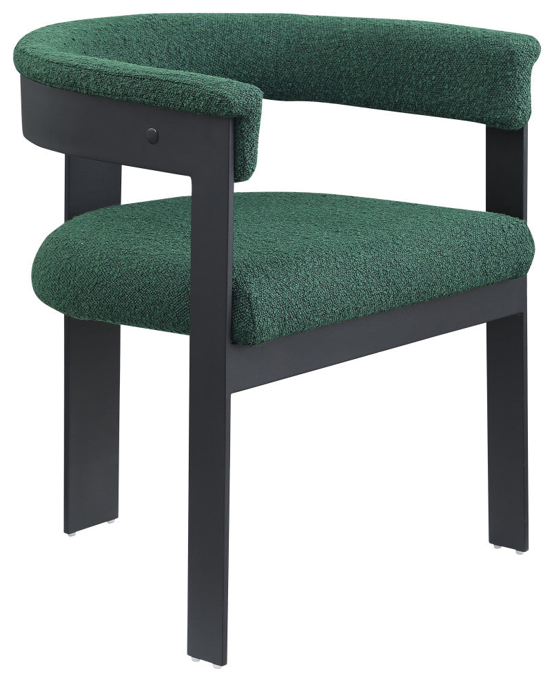 Romeo Upholstered Dining Chair, Set of 2, Green, Boucle Fabric, Matte Black