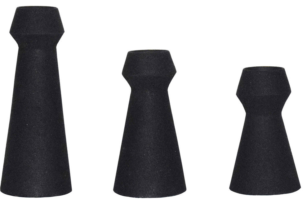 Granfeld Matte Black Textured Decorative Vases, 3-Piece Set