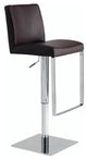 Matteo Adjustable Bar Stool, Top Grain Leather, Black