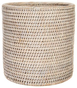 Artifacts Rattan™ Petit Round Waste Basket, White Wash
