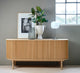 Mid-Century Modern Rounded Sliding Door Sideboard 63"W, Natural