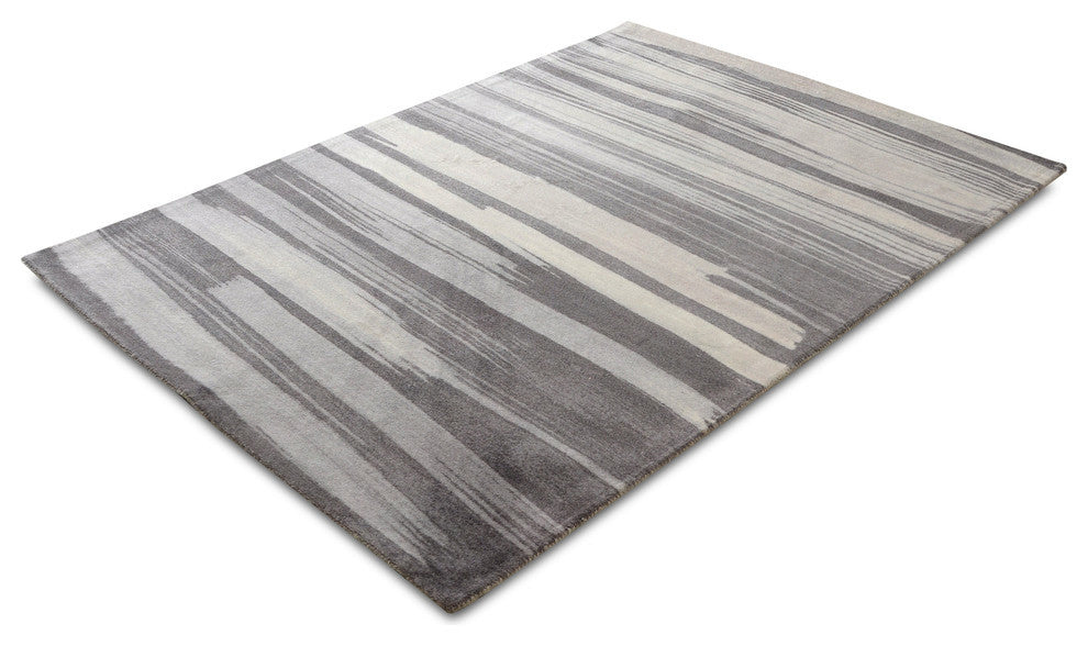Gray Brush Stroke Contemporary Modern Area Rug, 7'6"x9'6"
