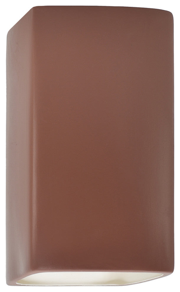 Ambiance Small Rectangle Outdoor Wall Sconce, Closed, Canyon Clay, LED
