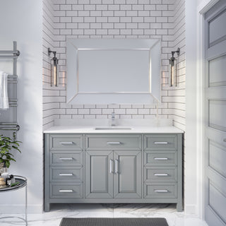 Terrence 60" Vanity with Power Bar and Drawer Organizer, Oxford Gray