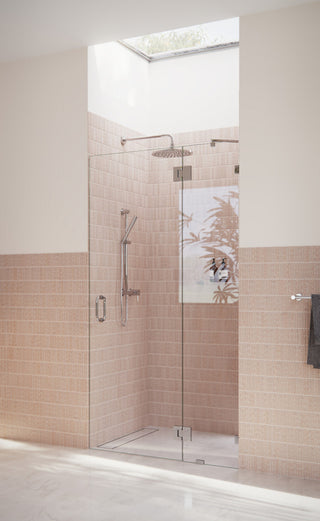 78"x37.75" Frameless Shower Door, Glass Hinge, Polished Chrome