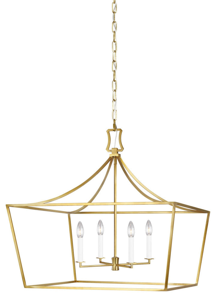 Southold Wide Lantern, Burnished Brass