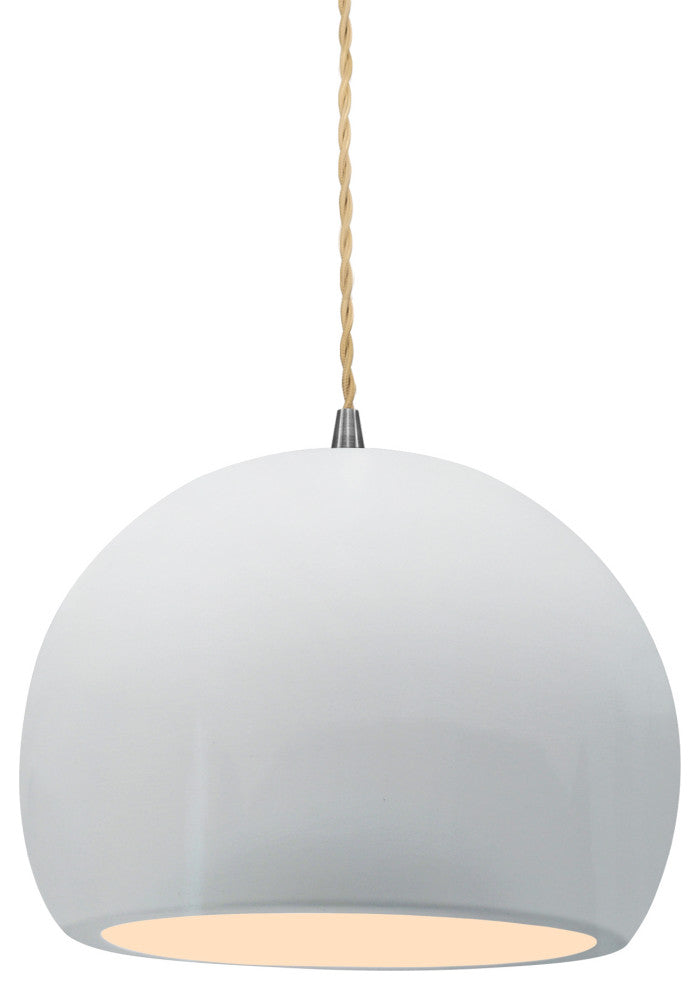 Radiance Small Globe 1-Pendant, Gloss White/Gloss White/Brushed Nickel, Bulb