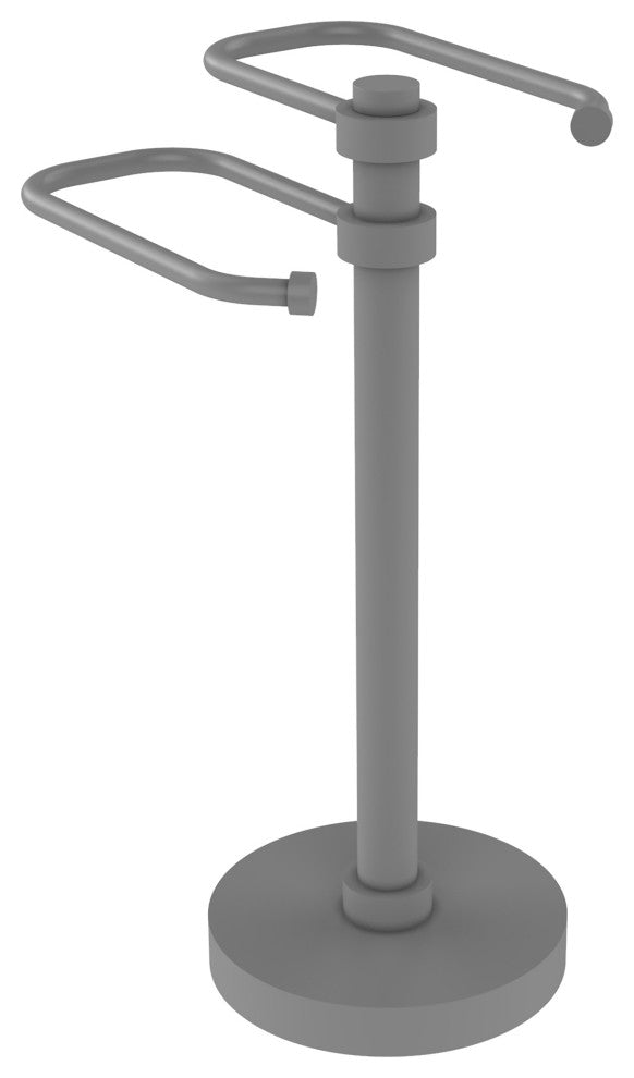 Free Standing Two Arm Guest Towel Holder, Matte Gray