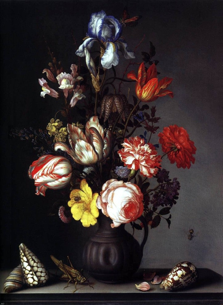 Balthasar Van der Ast Flowers in a Vase With Shells and Insects Wall Decal