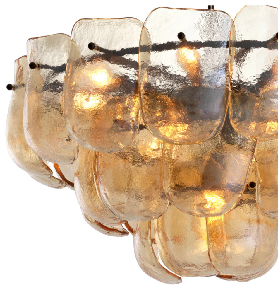 Glass Sheets Tiered Chandelier, Eichholtz Gustave, Champagne