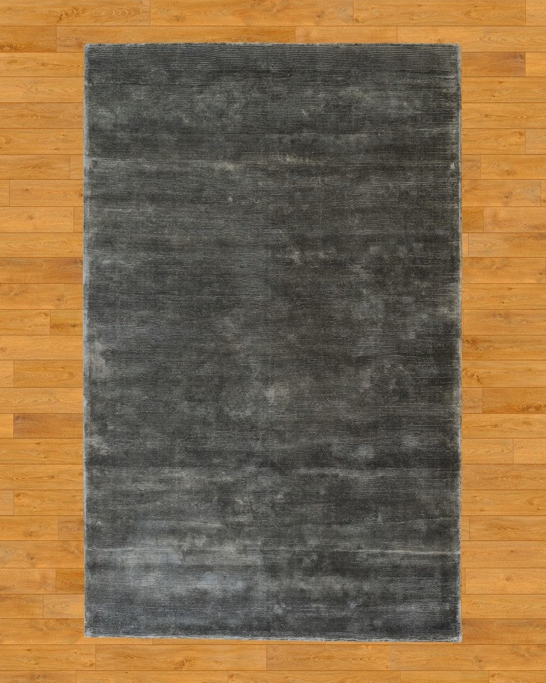 Columbia Hand-Loomed Viscose Grey Contemporary Rug Carpet, Dark Grey, 8' X 10'