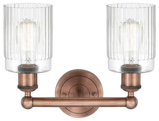 Hadley 2-Light 14" Bath Vanity Light, Antique Copper Finish, Clear Shade