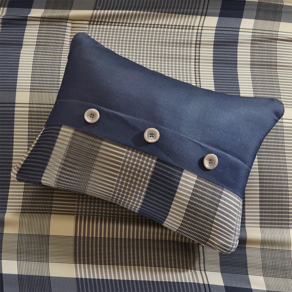 Intelligent Design Robbie Plaid Comforter Set With Bed Sheets, Navy Multi