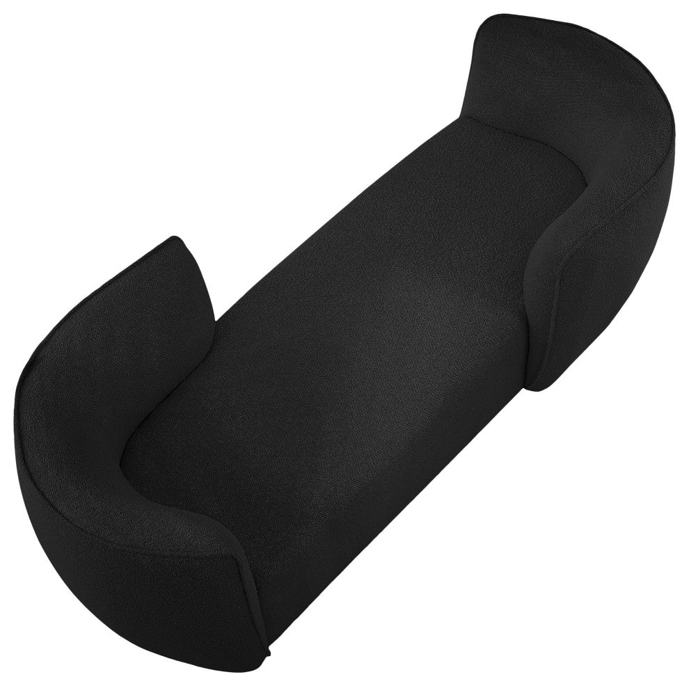 Hilton Boucle Fabric Upholstered Chaise Lounge, Black